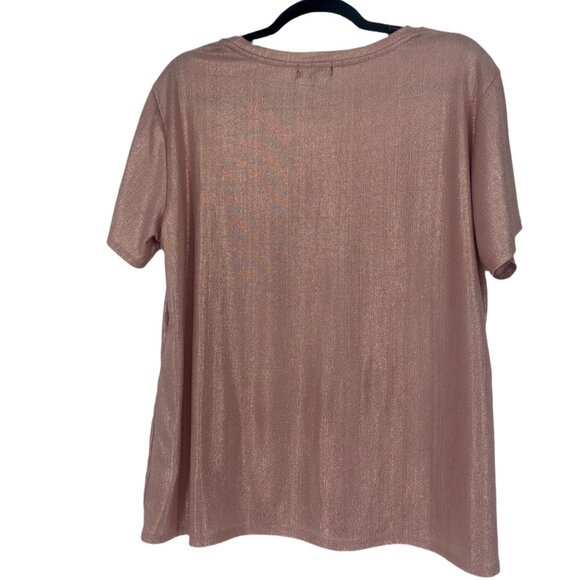 NWT Metallic Shimmer Tee A WHOLE LOTTA BLE$$INGS Dusty Rose Size 1X - Picture 3 of 6